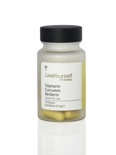 Silymarin Curcumin Berberin kapsül – deve dikeni, zerdeçal ve berberin içeren bitkisel takviye
